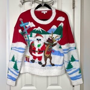 Jolly Sweaters - Festive Santa and Reindeer Sweater NWOT